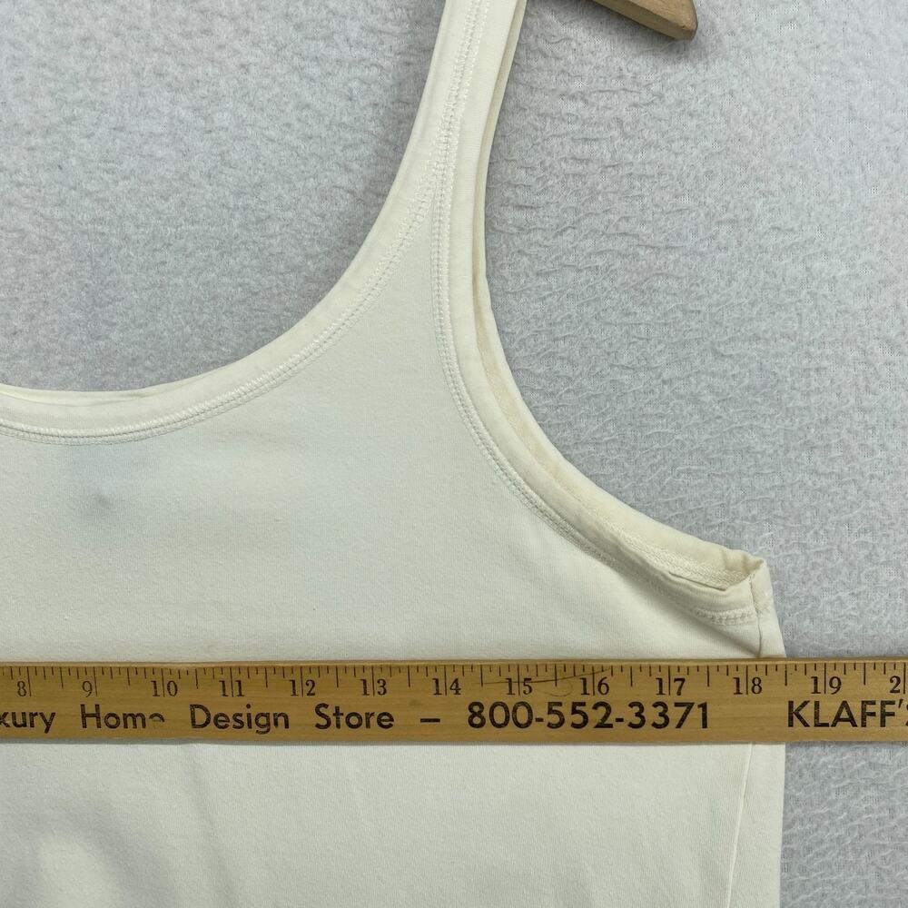 EILEEN FISHER Tank Top L Cotton Stretch Jersey Cami Scoop Neck Off White USA - Picture 10 of 12